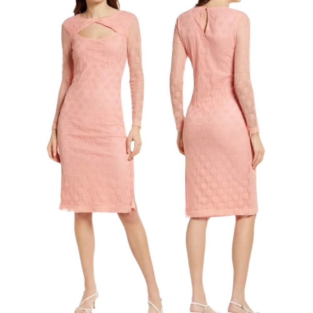 NEW BB Dakota by Steve Madden Long Sleeve Cotton Blend Lace Dress in Orange / S